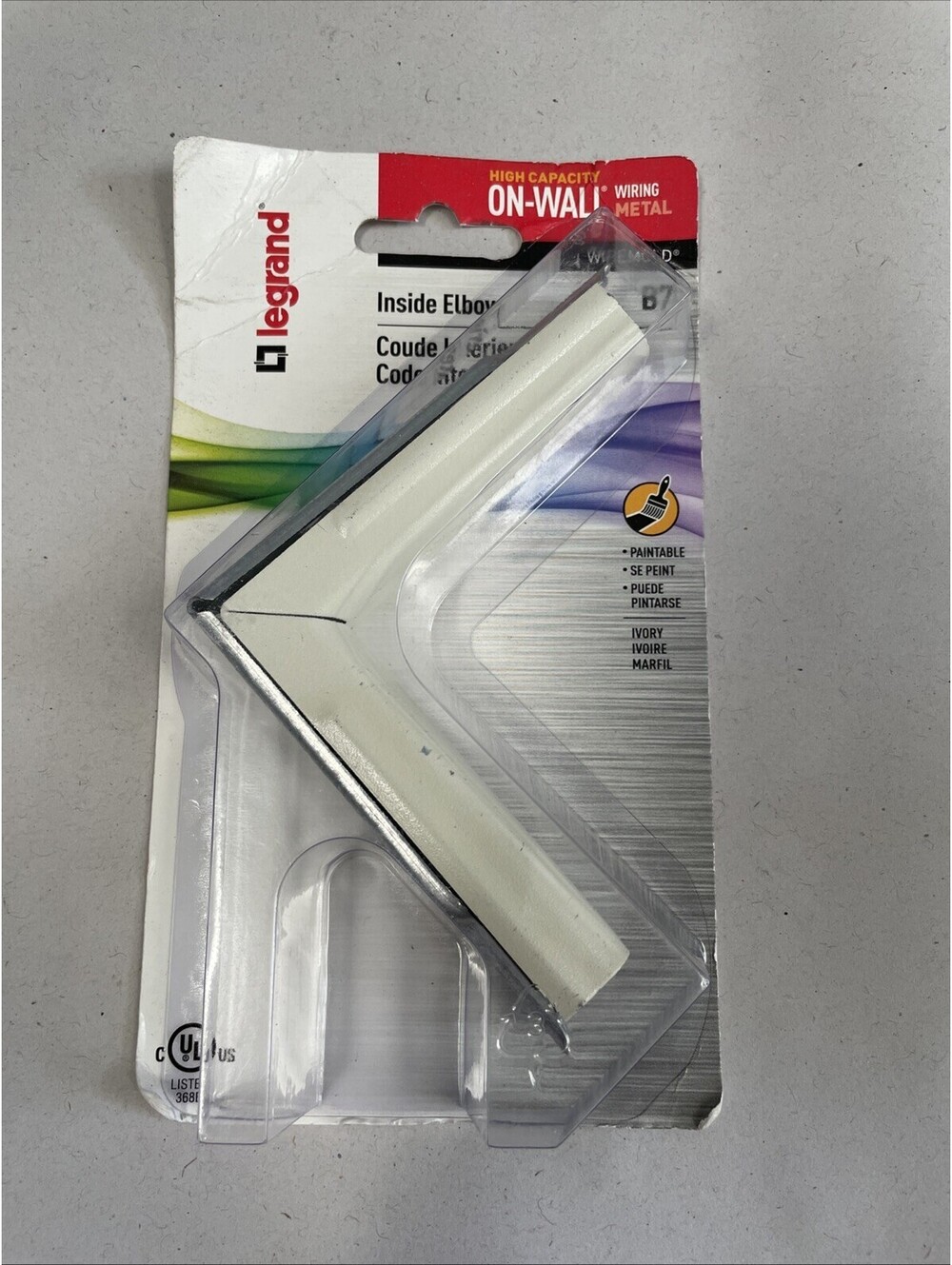 Legrand Wiremold On-Wall Wiring 90-Deg Inside Elbow Metal White B7